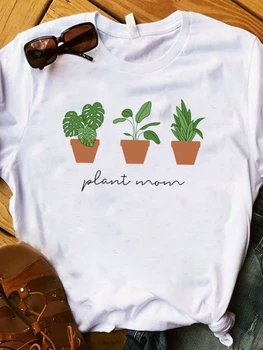Женская футболка с принтом Мамы-растения, Женская свободная футболка с коротким рукавом, Женские топы, одежда, графическая футболка