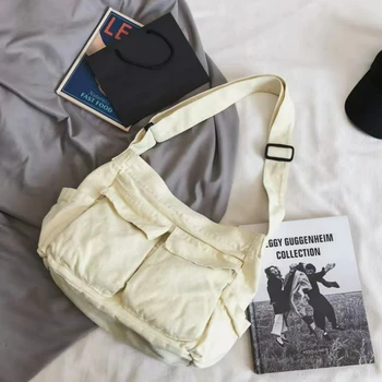 Женская Модная сумка через плечо для отдыха, 2023 Новые сумки для женщин, однотонная Холщовая сумка-тоут Большой емкости, женская сумка на плечо