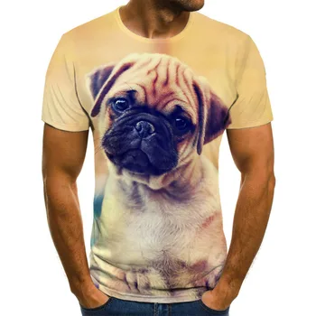 Мужская футболка с рисунком милой собаки, Мужские повседневные Топы, Летние Модные футболки 3DT, Мужская рубашка с круглым вырезом, Уличная одежда Больших Размеров Изображение 2
