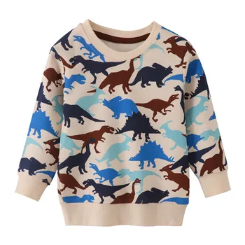 Новое поступление, детские толстовки с длинными рукавами и принтом динозавров для мальчиков и девочек, осенне-весенние детские рубашки с капюшоном
