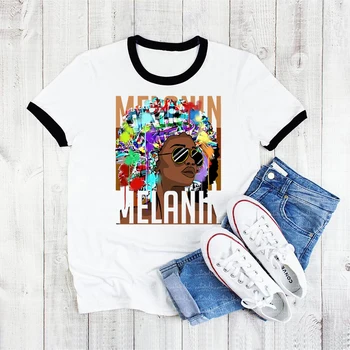 Афроамериканская Черная Женская Футболка Black Queen Melanin Queen, Модная Футболка Harajuku Camiseta Mujer, Летняя Женская Футболка, Топы