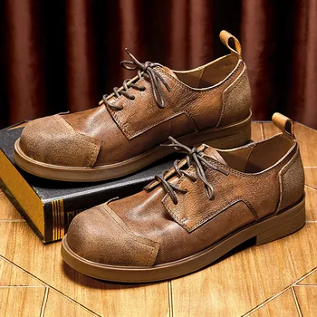 Винтажная мужская повседневная деловая обувь из роскошной натуральной кожи ручной работы в британском стиле из высококачественной мягкой кожи Повседневная обувь Man