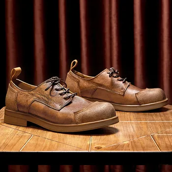 Винтажная мужская повседневная деловая обувь из роскошной натуральной кожи ручной работы в британском стиле из высококачественной мягкой кожи Повседневная обувь Man Изображение 2