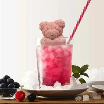 Силиконовая форма Rose Teddys Bear, Милый Медвежонок, Форма для изготовления свечей, Новинка, Дизайн на День Святого Валентина, Цветочный Мишка для коктейлей из виски Изображение 2