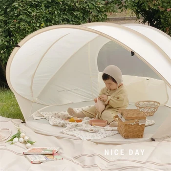 Корейская детская палатка ins для кемпинга на открытом воздухе, солнцезащитный крем, снаряжение для переноски, игрушки для девочек, домашний игровой домик Изображение 2