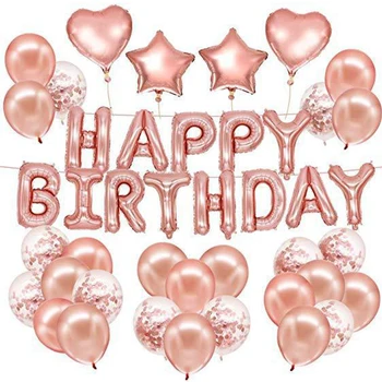 Красочные Воздушные шары из розового золота С Днем рождения, Баннер, украшения для празднования дня рождения для детей, мальчиков и девочек, Церемония празднования дня рождения Изображение 2