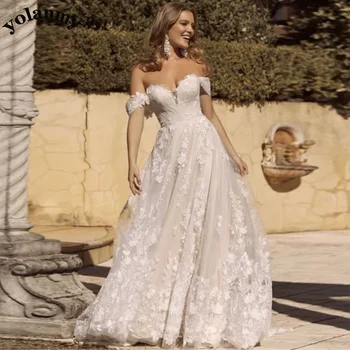 YOLANMY Нежные свадебные платья с открытыми плечами, вечернее свадебное платье Vestido De Casamento, сшитое по индивидуальному заказу для женщин