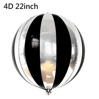 6 шт./компл. Большие 22-дюймовые черные и серебристые воздушные шары в полоску 360 градусов 4D, черно-белые вечерние украшения, белые и черные воздушные шары Изображение 2