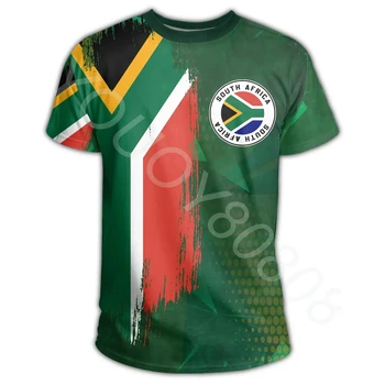 Новая футболка с Африканской зоной, Повседневная Спортивная футболка с Южноафриканским флагом, Свободная Мужская футболка в стиле Фид Харадзюку в Уличном стиле Изображение 2
