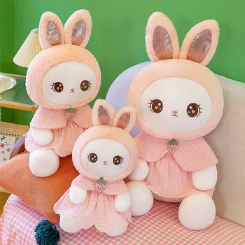 Кукла-кролик Плюшевая игрушка Милая кукольная девочка Милая кукла-кролик с клубникой, подарок для девочки, подушка для сна