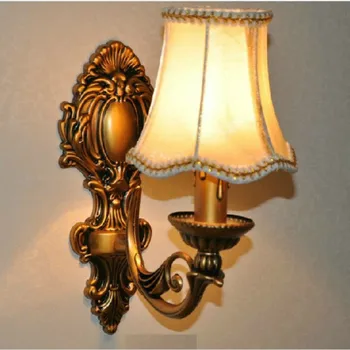 Современный антикварный ретро бронзовый настенный светильник, модный винтажный тканевый абажур, прикроватный бра для спальни, лампа E27