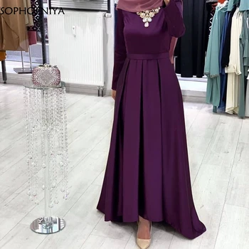 Новое поступление, Дубайское арабское вечернее платье с длинным рукавом, Фиолетовое вечернее платье для вечеринки, вечернее платье Abiti da cerimonia da sera