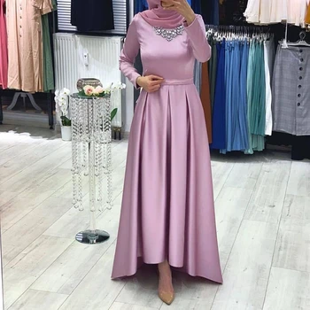Новое поступление, Дубайское арабское вечернее платье с длинным рукавом, Фиолетовое вечернее платье для вечеринки, вечернее платье Abiti da cerimonia da sera Изображение 2