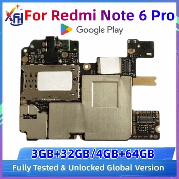 100% Разблокированная Оригинальная Логическая плата Для Xiaomi Redmi Note 6 Pro Note6Pro Материнская плата 32 ГБ 64 ГБ Материнская плата С установленным Google Изображение 2