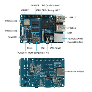 Для платы разработки Banana Pi BPI-M2 Berry объемом 1 ГБ DDR3 с акриловым корпусом, охлаждающим вентилятором, радиаторами WiFi BT SATA Изображение 2