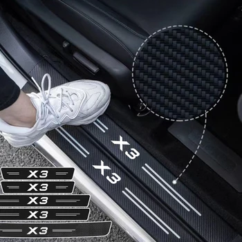 Для BMW X3 Логотип 2020 2019, Защитные наклейки на Порог двери автомобиля из углеродного волокна, Защитные накладки на Педали, Накладка на порог багажника, Аксессуары