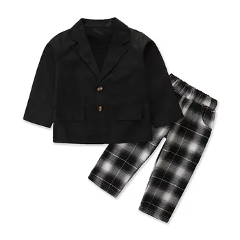 3 шт., осенний детский комплект для девочек, тонкое пальто + футболка с длинным рукавом + клетчатые длинные брюки, Костюмы для девочек, модная одежда для девочек