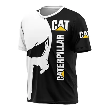 Мужская футболка Caterpillar 3D Лето 2023, коробка с 3D изображением, Мужской топ с аватаром, Повседневная модная футболка с черным рисунком