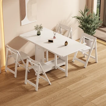 Дизайнерский Складной обеденный стол, Белый обеденный стол в скандинавском минималистичном стиле, Прямоугольный Обеденный стол, Роскошная Промышленная мебель для кухни Mesa Comedor