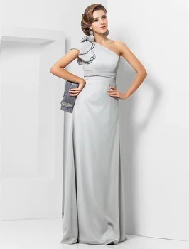 Элегантное вечернее платье для гостей на свадьбу, Шифоновое платье без рукавов длиной до пола на одно плечо с аппликацией из ленты-кушака