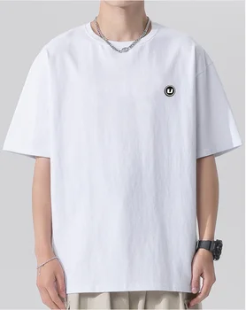 M5142 Футболка из чистого хлопка с короткими рукавами, мужская летняя тонкая футболка, верхняя одежда, повседневная