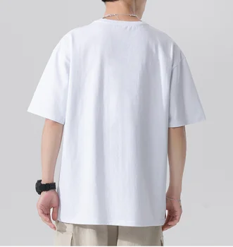 M5142 Футболка из чистого хлопка с короткими рукавами, мужская летняя тонкая футболка, верхняя одежда, повседневная Изображение 2