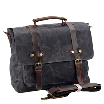 Винтажная повседневная сумка на одно плечо, деловой портфель на открытом воздухе, сумка через плечо для ноутбука Изображение 2
