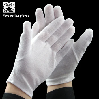 Высококачественные рабочие перчатки из 100% чистого хлопка с утолщением, удобные дышащие моющиеся перчатки для ювелирной работы по этикету