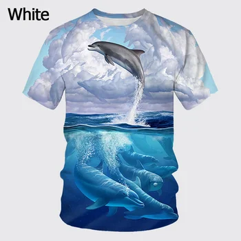 Летняя футболка с милым животным Дельфином, 3D принтом Для мужчин и женщин, Унисекс, забавные повседневные мужские футболки с коротким рукавом для мальчиков