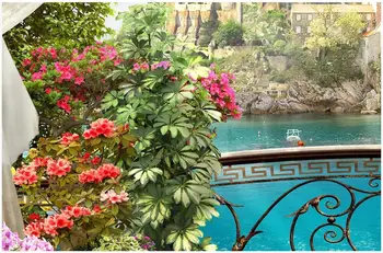 пользовательские фото 3D обои Красивый балкон в горшке Европейский замок комната с рекой домашний декор 3d настенные фрески обои для стен 3 d Изображение 2