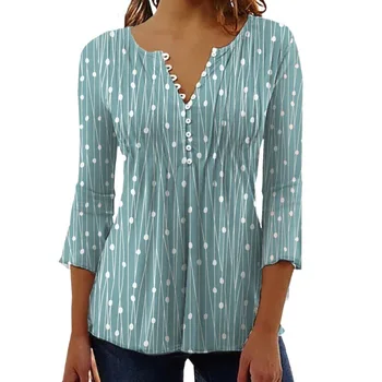 Весенне-осенние новые женские топы, рубашка с длинными рукавами и V-образным вырезом, нижняя рубашка, уличная одежда Изображение 2