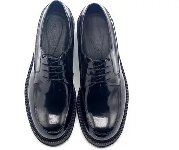 Новая Модная зимняя Официальная черная обувь Дерби из натуральной кожи, Оксфорды на шнуровке, мужская деловая обувь ручной работы inrease Изображение 2