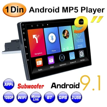 1 DIN Android 9.1 Автомобильный Мультимедийный Плеер Стерео Радио 9 Дюймов Регулируемый Контактный Экран FM GPS Навигация MP5 Плеер