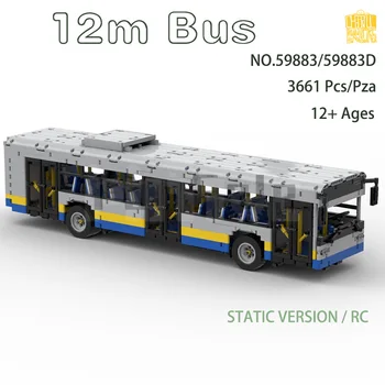 MOC 59883 12-метровая модель автобуса с рисунками в формате PDF, Строительные блоки, Кирпичи, Детские развивающие игрушки 