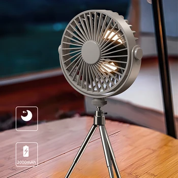 Многофункциональный вентилятор для кемпинга, Перезаряжаемый Настольный штатив, Охлаждающий Потолочный вентилятор со светодиодной подсветкой, наружный электрический вентилятор 10000 мАч