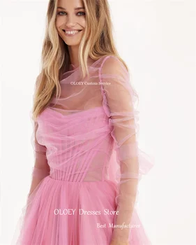 OLOEY 2023, Розовые тюлевые короткие платья для выпускного вечера Длиной до колен с корсетом на спине, многоуровневое платье для возвращения домой, вечерние платья на день рождения Изображение 2