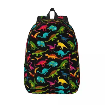 Забавный рюкзак с рисунком динозавра Рекс для мальчиков и девочек, школьная сумка для книг, холщовый рюкзак для детского сада, сумка для начальной школы, подарок