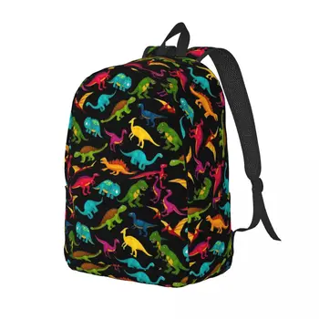 Забавный рюкзак с рисунком динозавра Рекс для мальчиков и девочек, школьная сумка для книг, холщовый рюкзак для детского сада, сумка для начальной школы, подарок Изображение 2