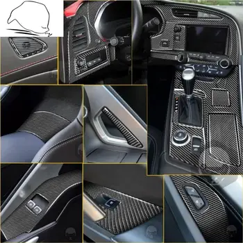 Для Chevrolet Corvette C7 2014-2019, Аксессуары для интерьера автомобиля из углеродного волокна, наклейка на крышку, Полный комплект, Черный, Красный В Наличии