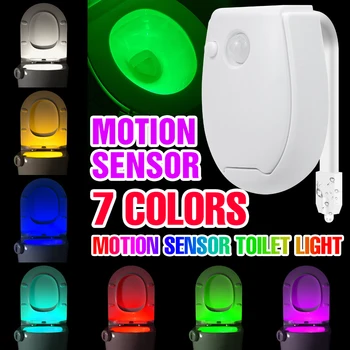 Светодиодная лампа для туалета с датчиком движения PIR, ночник, RGB Неоновая лампа для ванной комнаты, WC, Подсветка унитаза, 7 Цветов светодиодных ламп