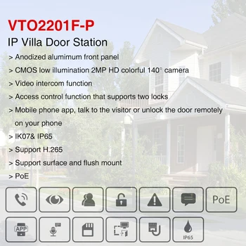 DaHua Многоязычный VTO2201F-P Заменит VTO2202F-P-S2 PoE IP Металлический дверной звонок для виллы, домофон, IP видеодомофон, вызов на телефон, приложение Изображение 2