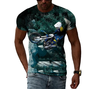 футболки y2k Для мужчин, Летние Модные футболки в крутом Стиле для Мотокросса, Повседневные футболки с 3D принтом, Трендовые товары, футболки с короткими рукавами Изображение 2