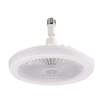 Потолочный вентилятор E27 с подсветкой, закрытая подсветка низкого уровня вентилятора, скрытый держатель лампы для подвеса электрического вентилятора (белый)