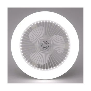 Потолочный вентилятор E27 с подсветкой, закрытая подсветка низкого уровня вентилятора, скрытый держатель лампы для подвеса электрического вентилятора (белый) Изображение 2