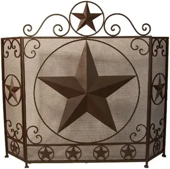 Декоративный Каминный экран Lone Star из Коричневого Металла с 3 Панелями Изображение 2