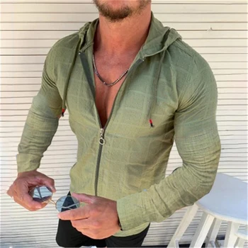 Мужская футболка, рубашка с длинным рукавом, Повседневная рубашка с капюшоном, модная спортивная зеленая футболка 2022
