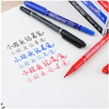 20 шт. маркерная ручка для обучения студентов, канцелярские принадлежности, ручки с двойной краской, 3 цвета на выбор, письменные принадлежности Изображение 2