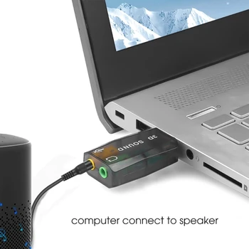 USB-адаптер 5.1-канальный Адаптер внешней звуковой карты USB к микрофонному порту 3,5 мм Изображение 2