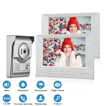 Видеодомофон для домашней Квартиры с поддержкой 7-дюймового экрана, Разблокировка монитора, Видеодомофон с камерой, 4-проводной Дверной звонок
