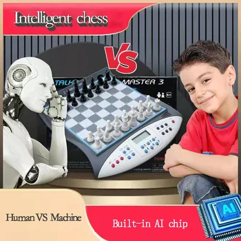 Интеллектуальная шахматная доска Для детей и взрослых, Битва человека и машины для двух игроков, Встроенный высококачественный чип искусственного интеллекта, Автоматические магнитные шахматные фигуры